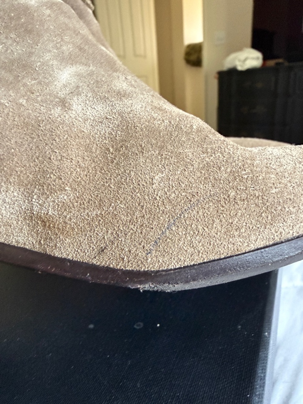 Saint Laurent Taupe Suede Ankle Boots with Buckle Strap - Picture 12 of 15